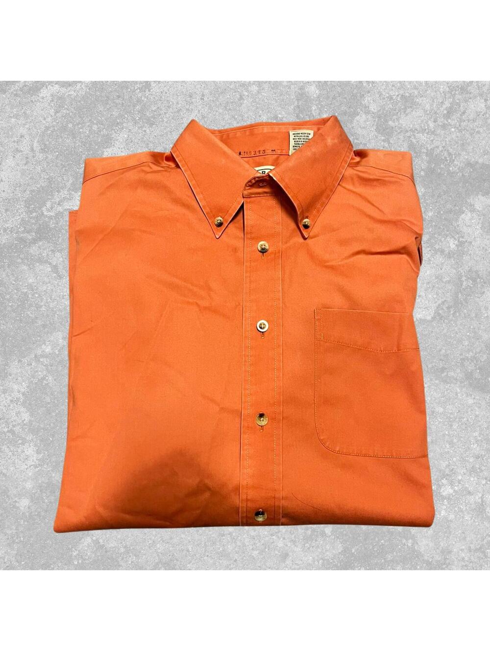 LL Bean Button Down Shirt Mens L Orange Cotton Long Sleeve Outdoor Workwear